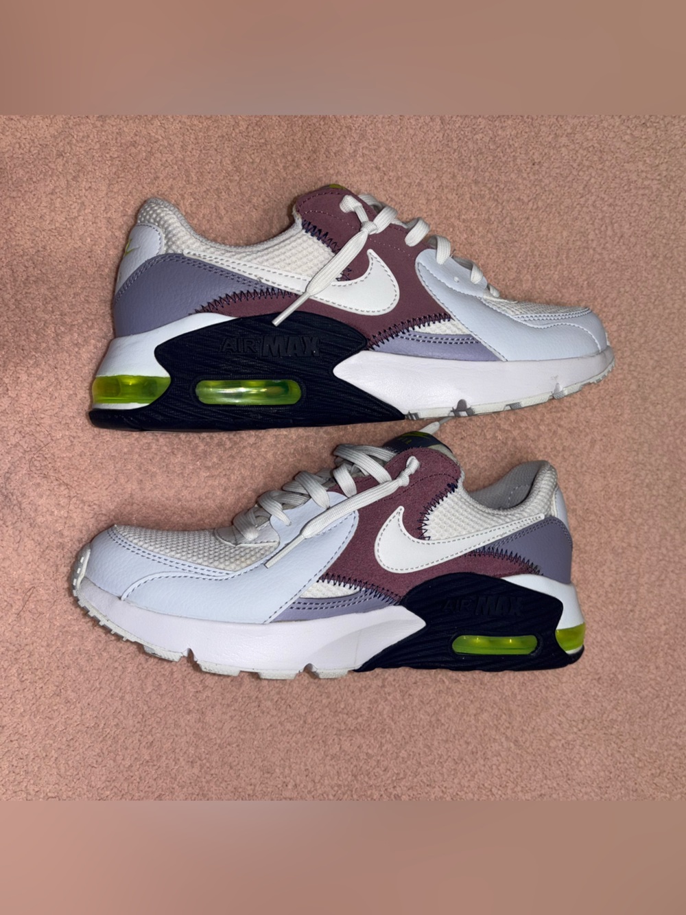 Nike Kids White, Mauve & Lime Air Cushion Sneakers